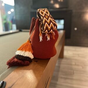 Handcrafted brown Woven Bag with Tassel